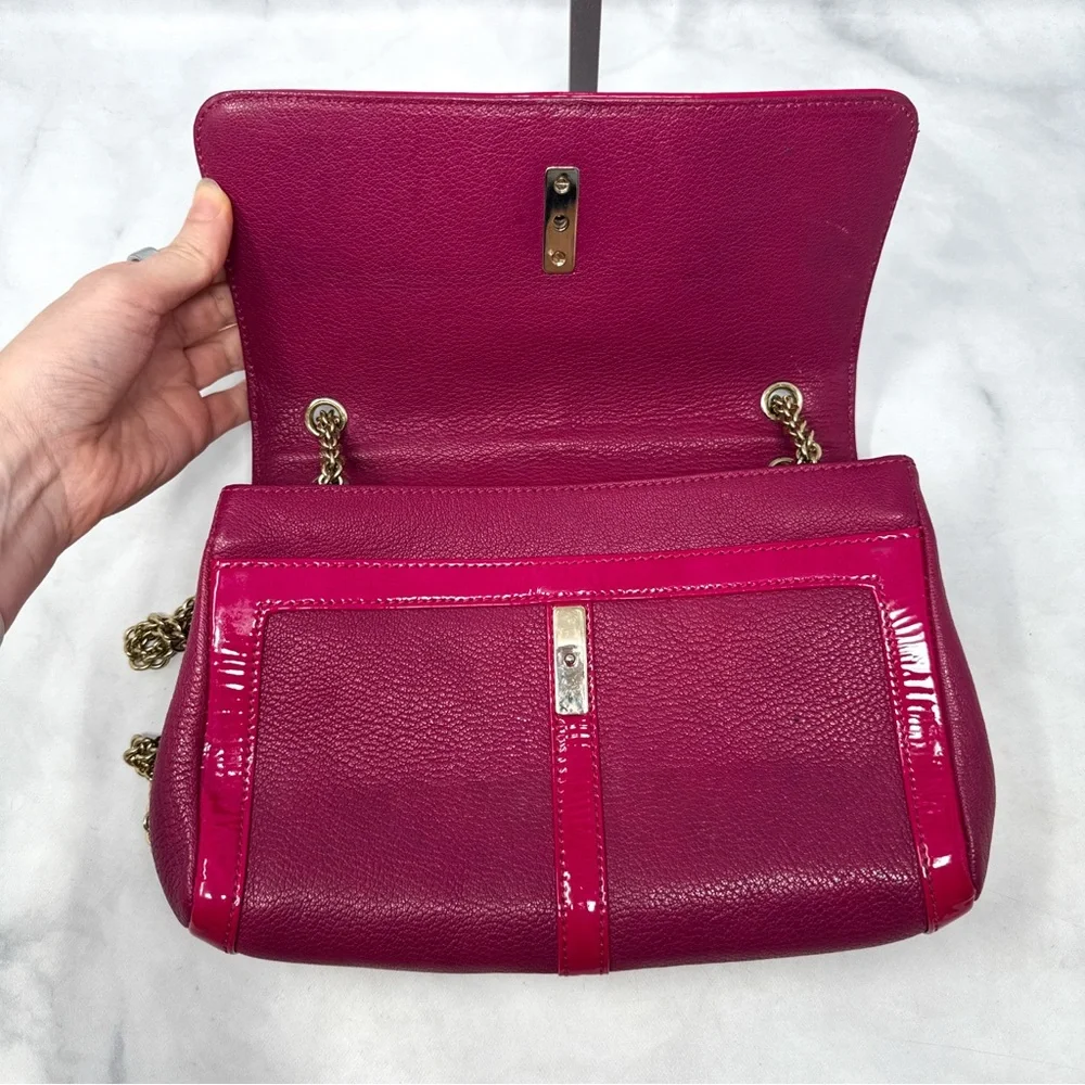 Christian Louboutin Sweet Charity Metal Bow Leather Purse Bag Pink Designer Glam - Picture 6 of 16